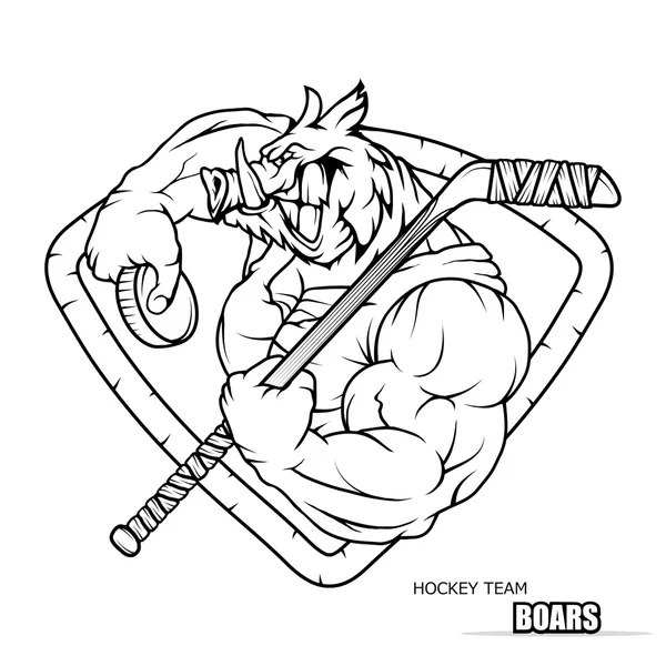 Emblema de hockey blanco y negro — Archivo Imágenes Vectoriales