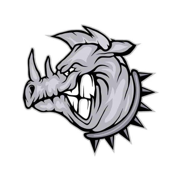 Zwarte en witte neushoorn logo — Stockvector