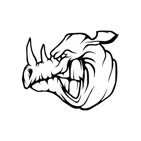 Логотип черного и белого носорога — стоковый вектор