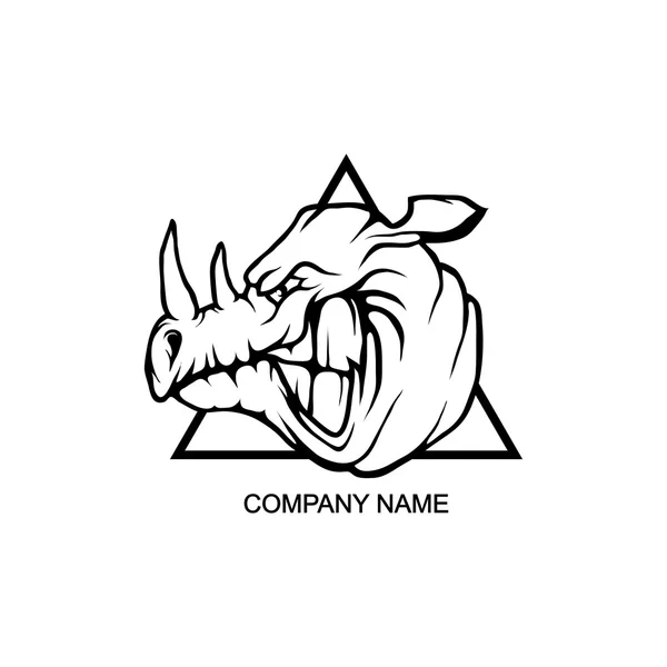 Rhino logo in triangle — Stock Vector