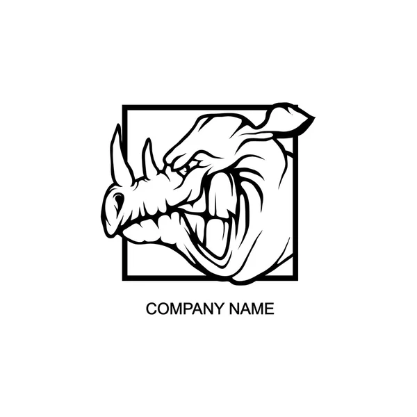 Logo rinoceronte en cuadrado — Vector de stock