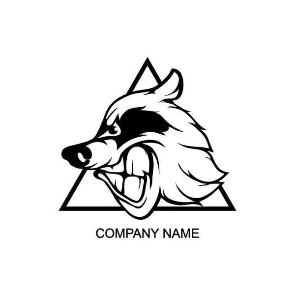 Raccoon logo in triangle — Stock Vector