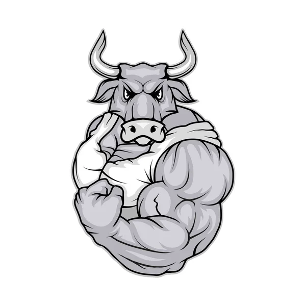Zwart-wit-bull logo — Stockvector