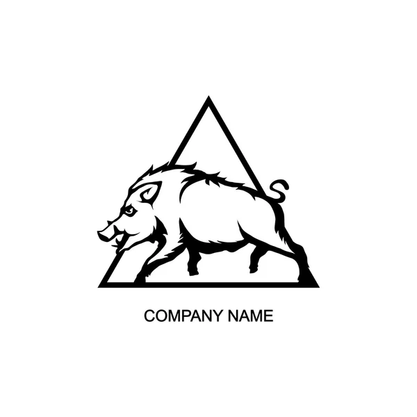 Boar logo in triangle — Stock Vector