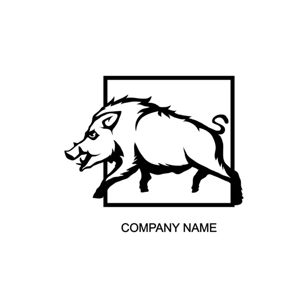 Boar logo in square — Stock Vector