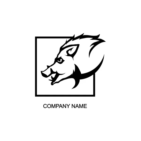 Boar logo in square — Stock Vector