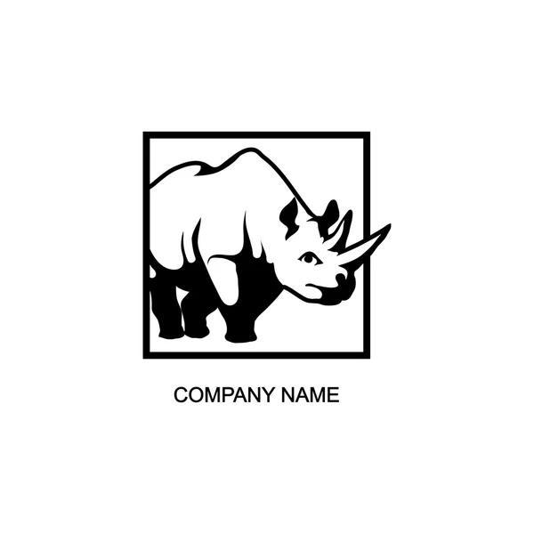Logotipo rinoceronte em quadrado — Vetor de Stock