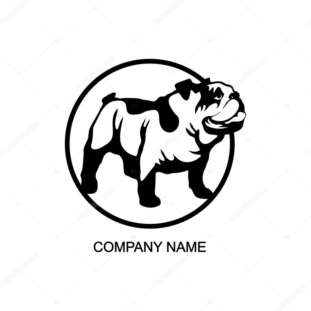 Black and white cute bulldog logo, vector illustration