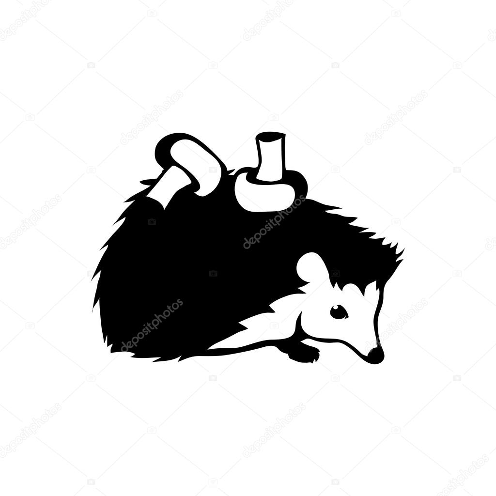 Black and white cute hedgehog logo, vector illustration