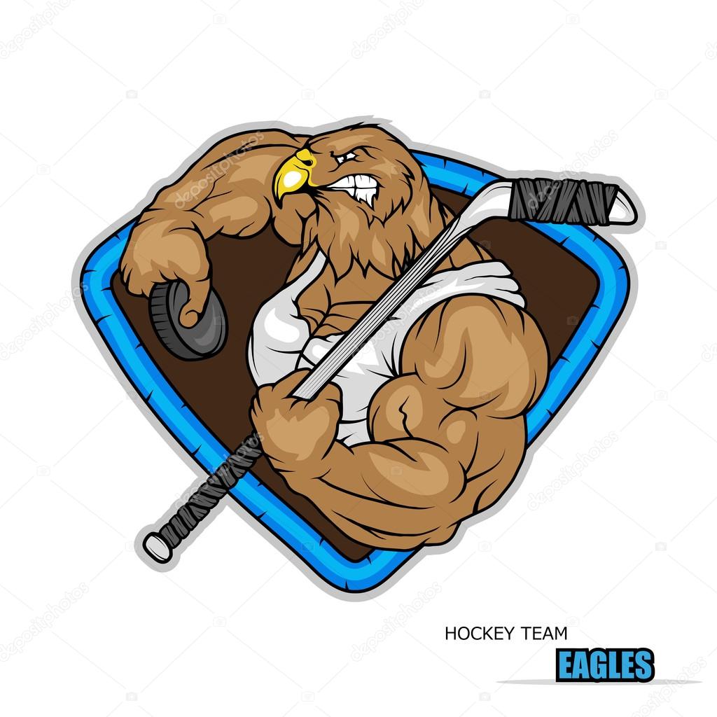 Hockey emblem template. Eagle team. Sport Logo Vector Template