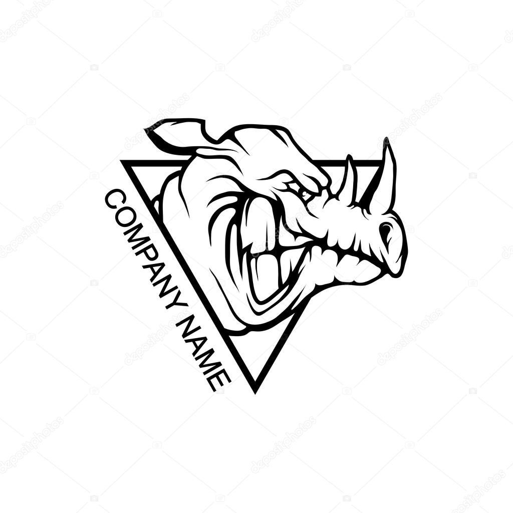 Rhino logo in triangle, vector illustration