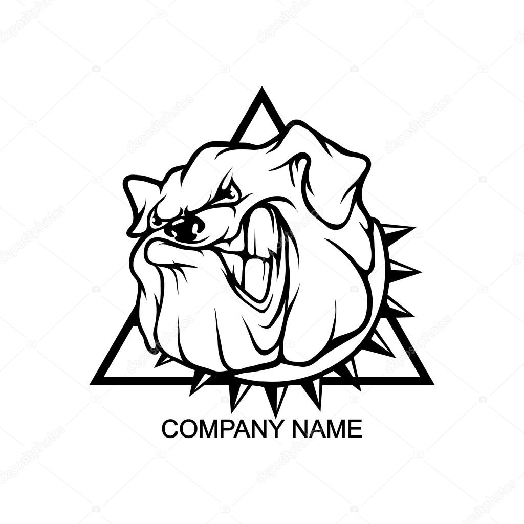 Bulldog logo in triangle, vector illustration