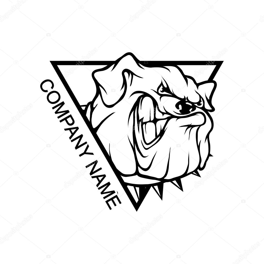 Bulldog logo in triangle, vector illustration