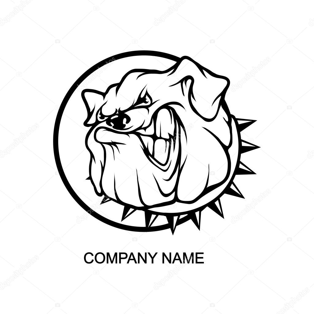 Bulldog logo in circle, vector illustration