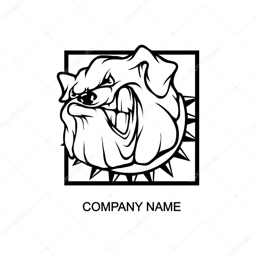 Bulldog logo in square, vector illustration
