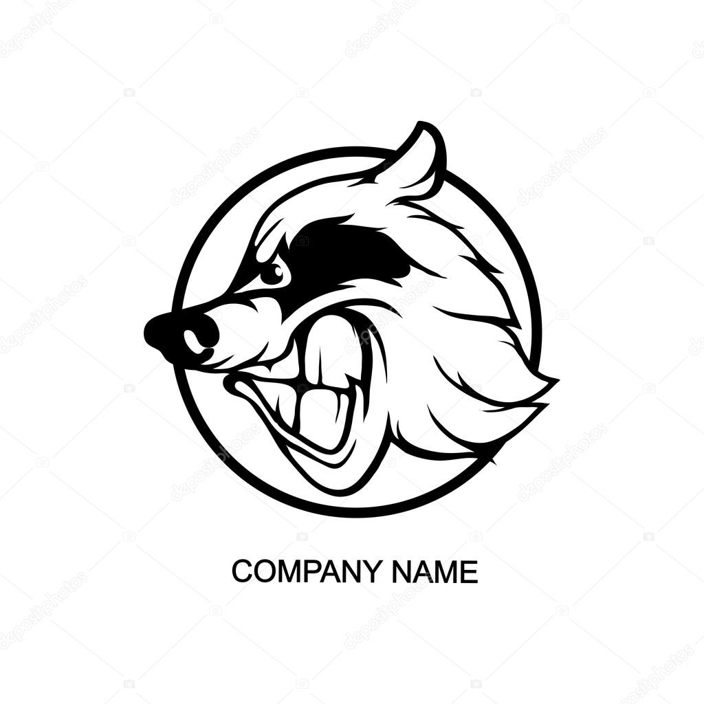 Raccoon logo in circle, vector illustration