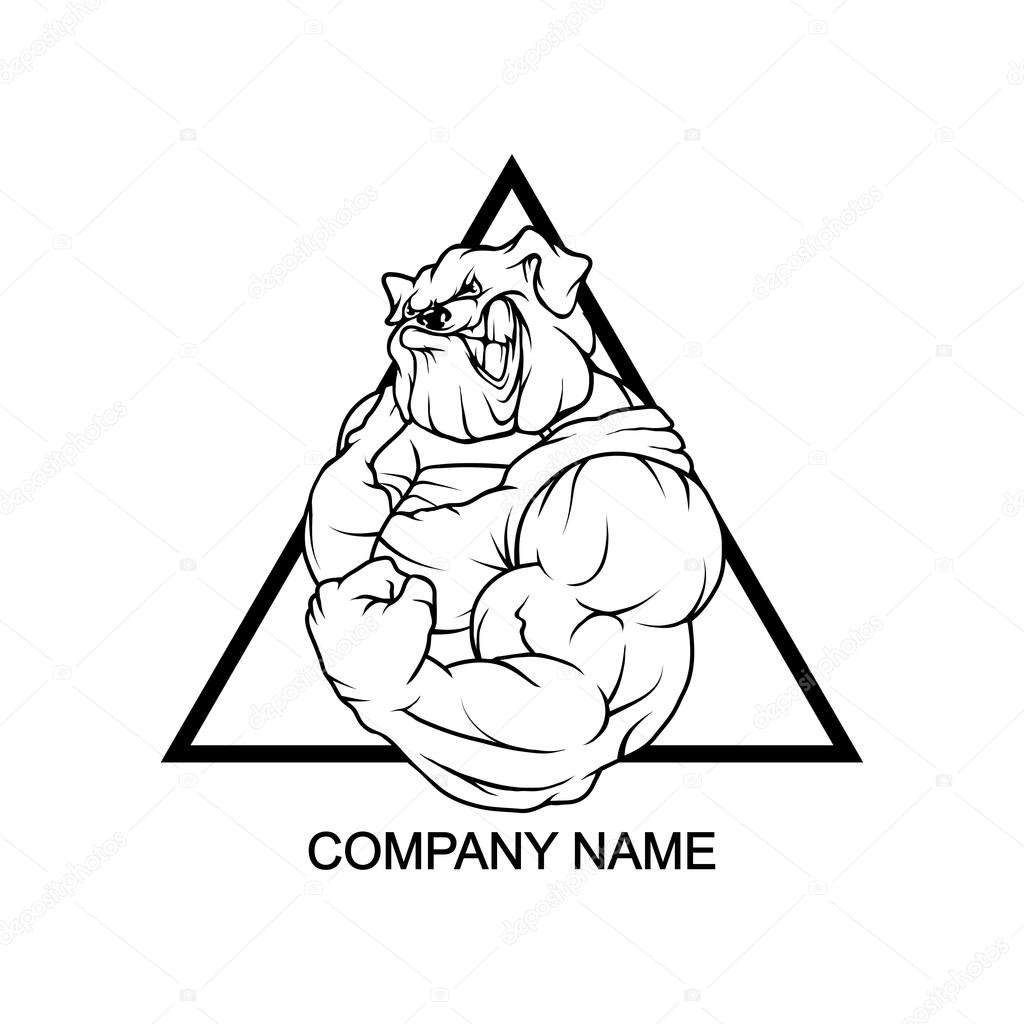 bulldog logo in triangle
