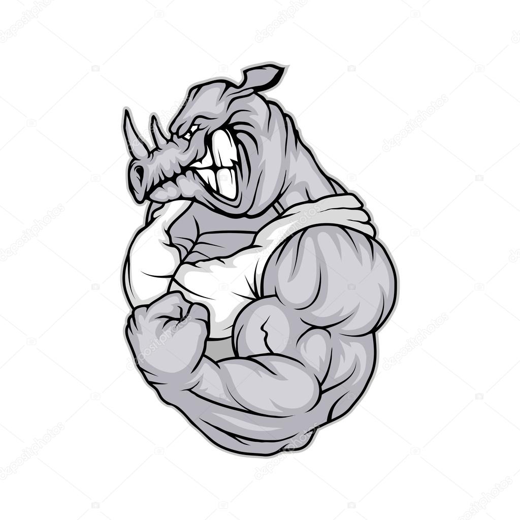 Black and white rhino logo, vector illustration