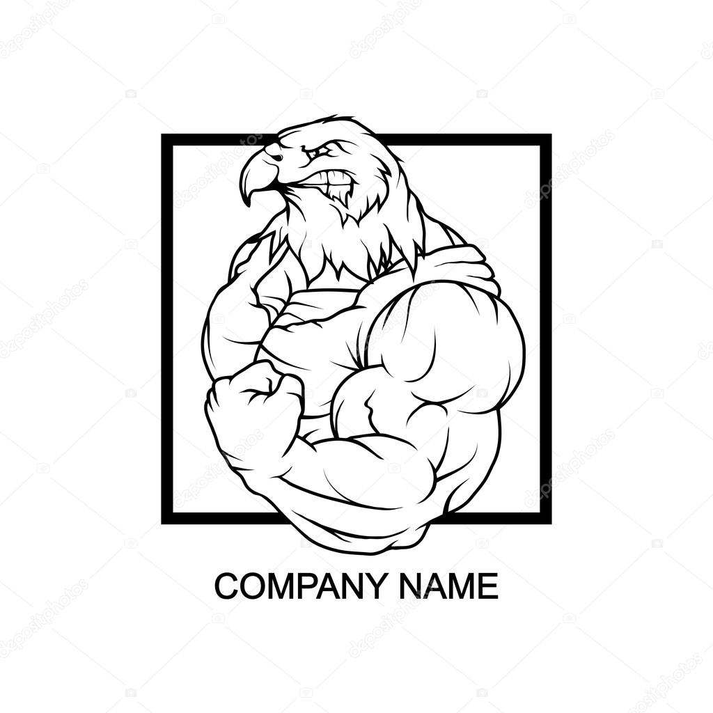 Black and white eagle logo, vector illustration