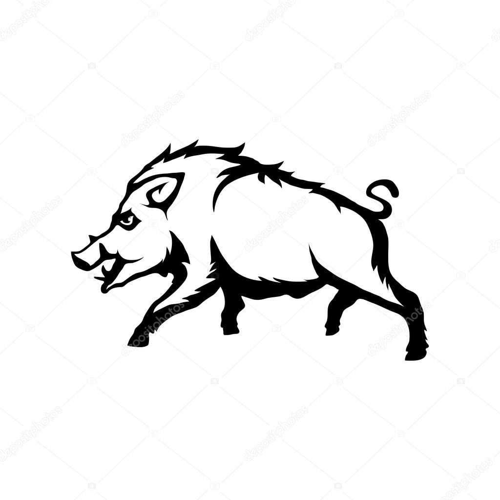 Black and white boar logo
