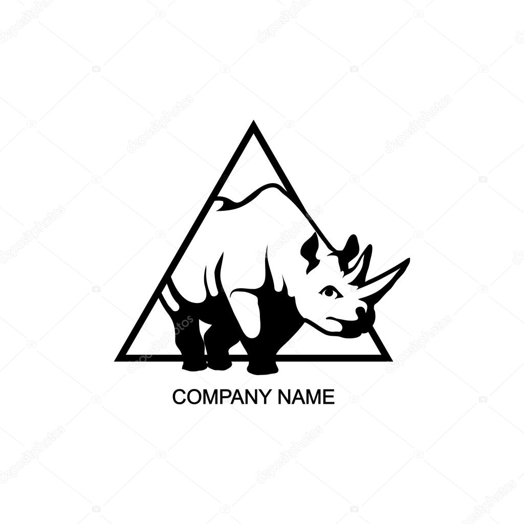 Rhino logo in triangle, vector illustration