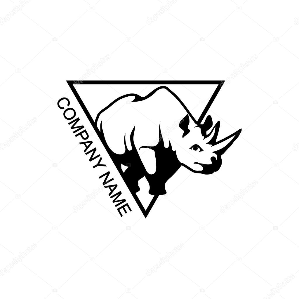 rhino logo in triangle