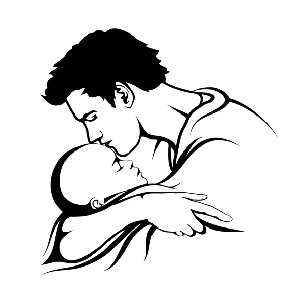 Papà baciare bambino — Vettoriale Stock