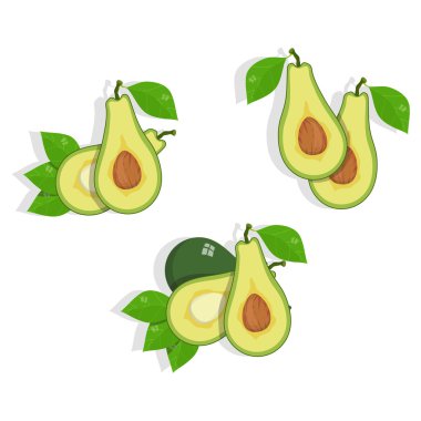 Avokado kümesi üzerinde beyaz izole 