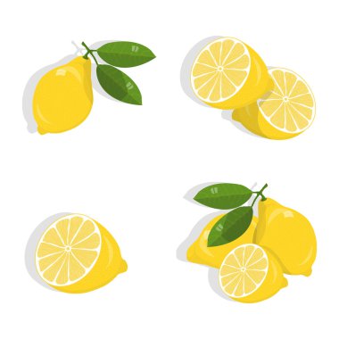 Beyaz izole limon seti 