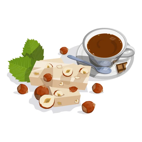 White Chocolate with hazelnuts. — Stock Vector
