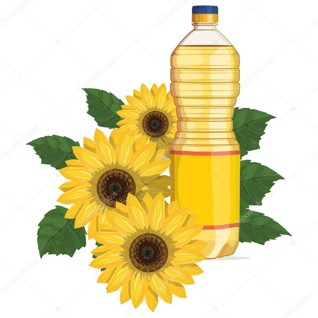Sunflower Oil on white background