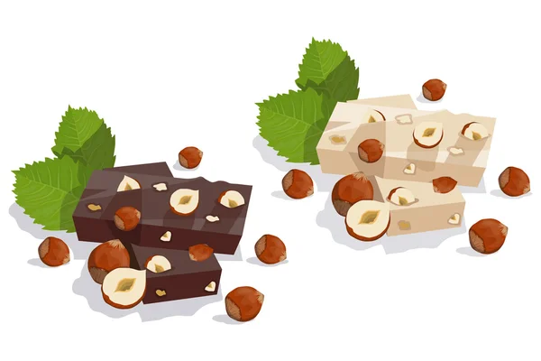 Schokolade mit Nüssen und Gewürzen — Stockvektor