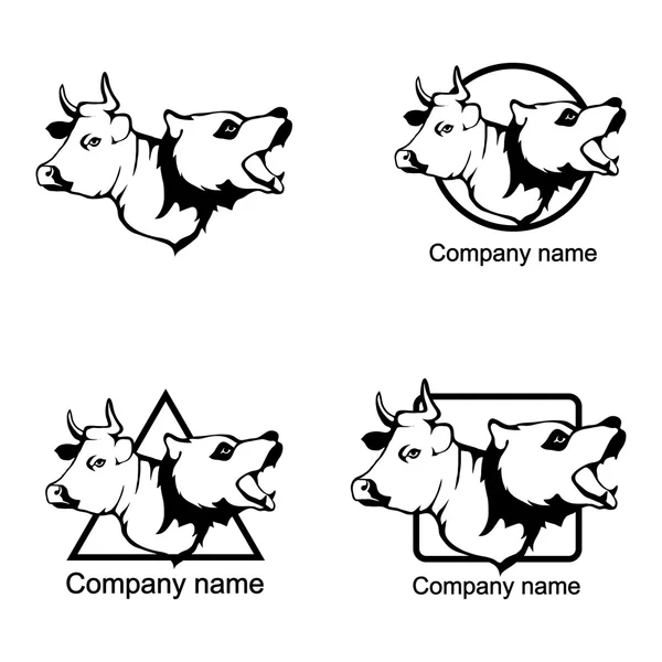 Ορισμός του επικεφαλής της bull και να φέρουν λογότυπα — Διανυσματικό Αρχείο