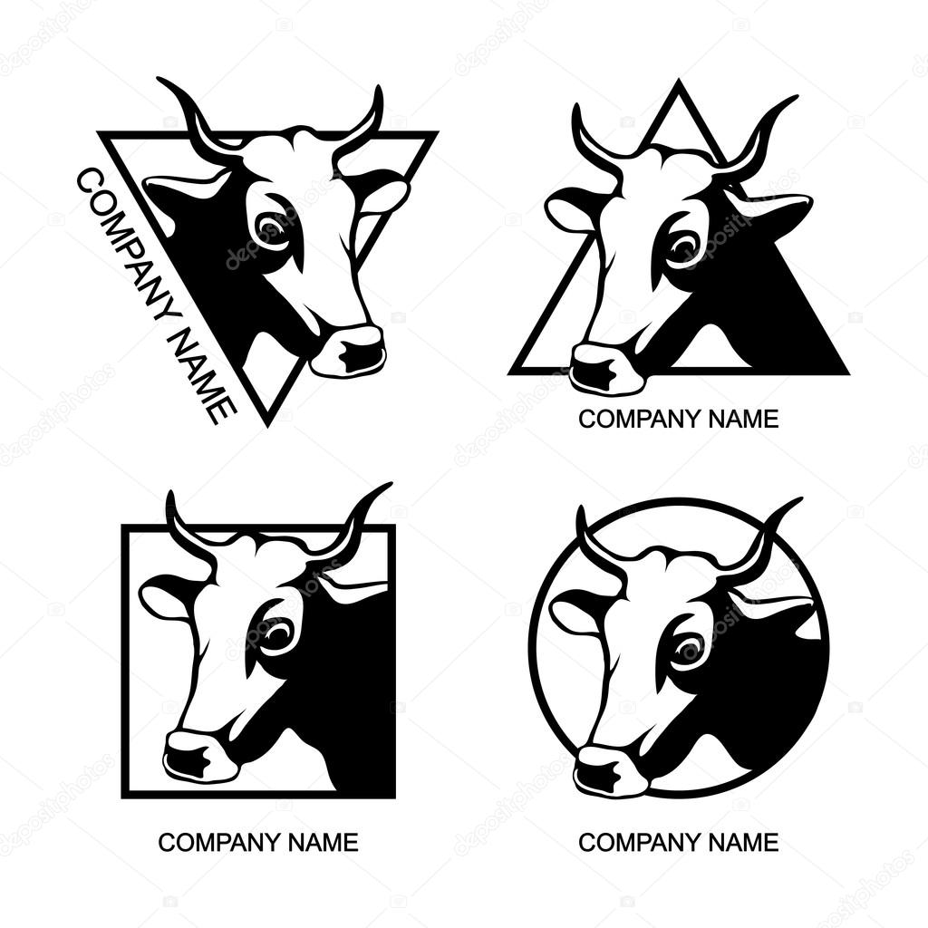 Set of Cow logos on white background. Vector illustration