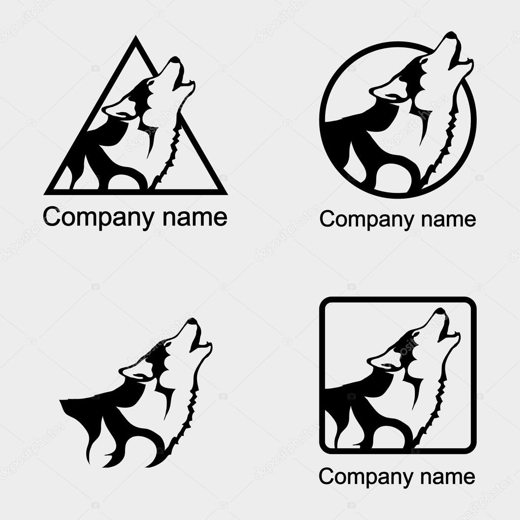 Set of wolf logos on white background. Vector illustration