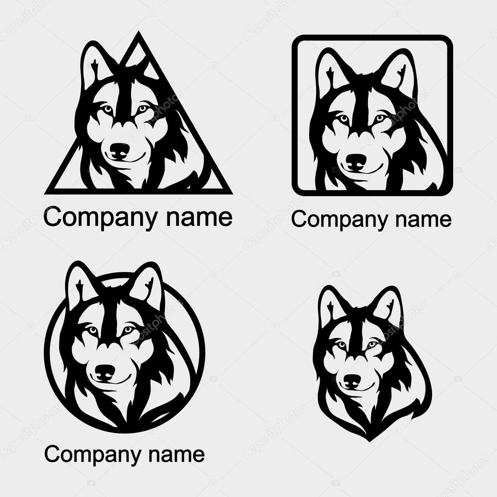 Set of wolf logos on white background. Vector illustration