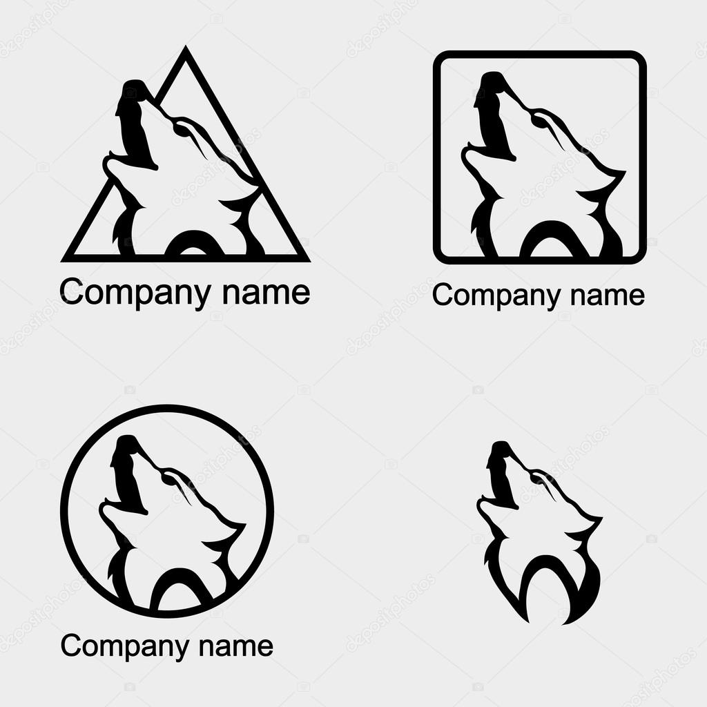 Set of wolf logos on white background. Vector illustration
