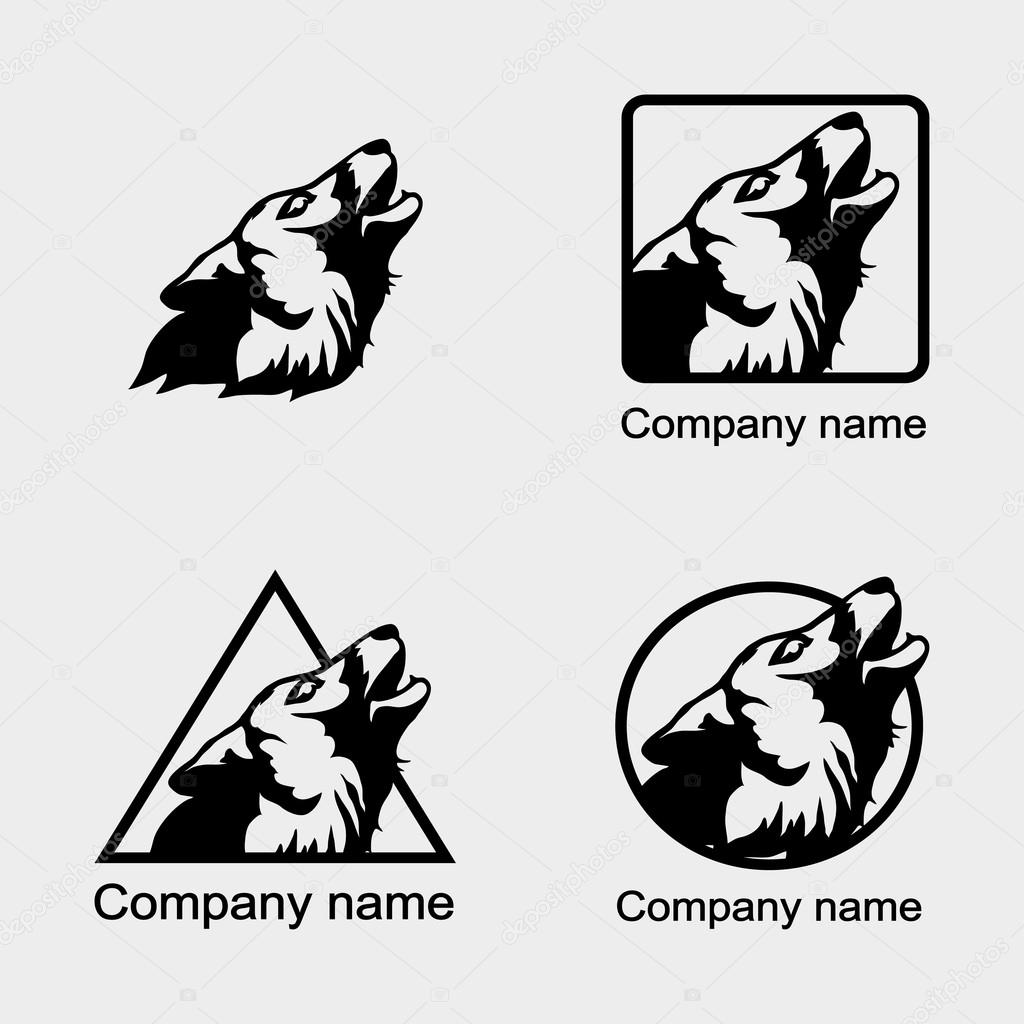 Set of wolf logos on white background. Vector illustration