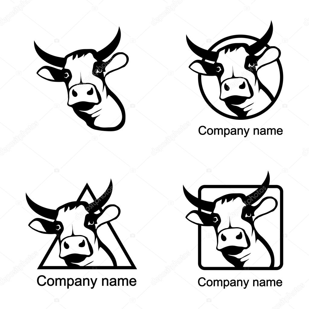 Set of Cow logos on white background. Vector illustration