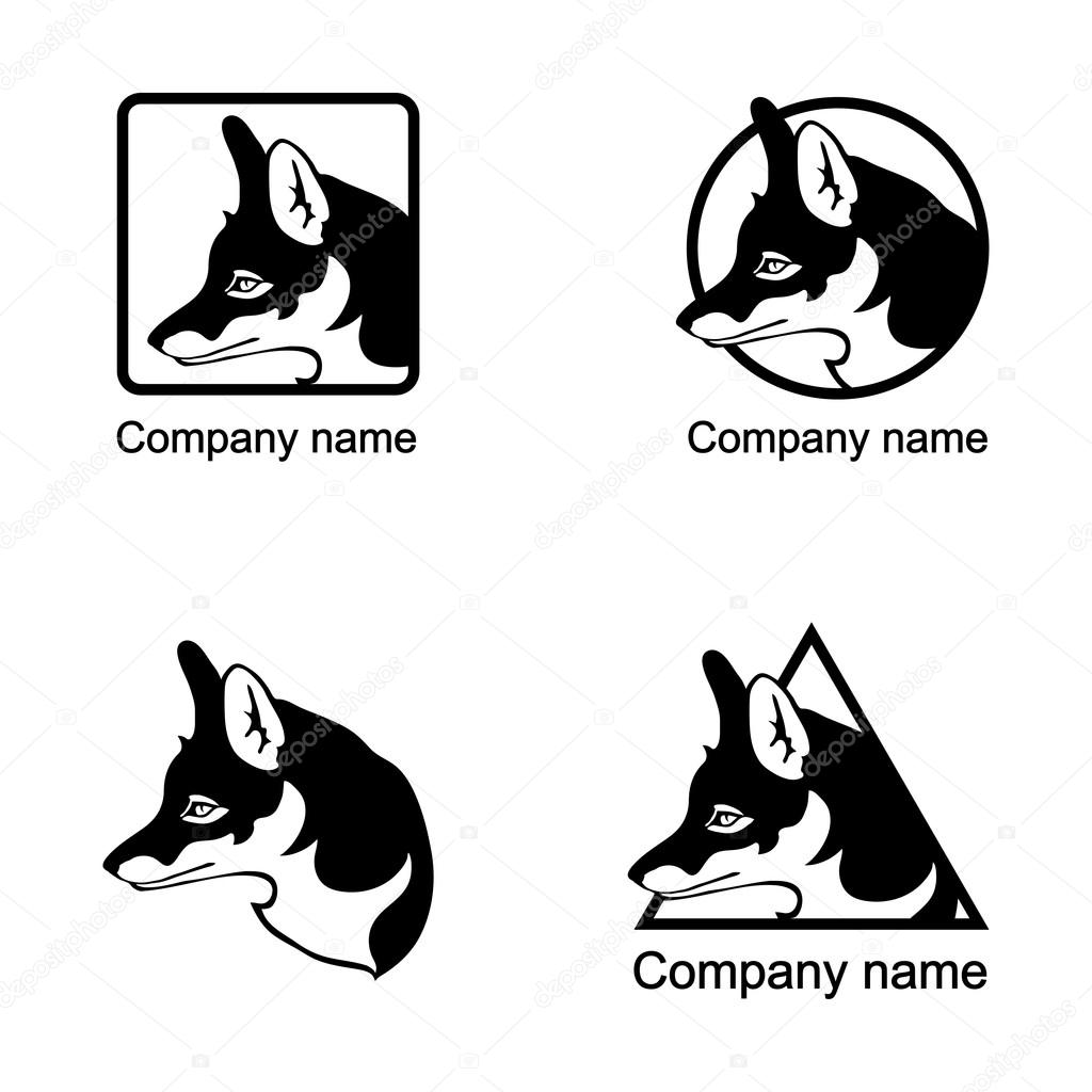 Set of fox logos on white background. Vector illustration