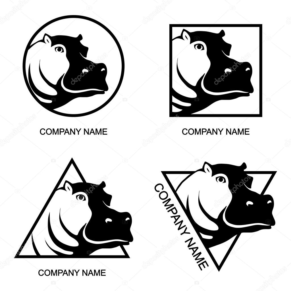 Set of Hippo logos on white background. Vector illustration
