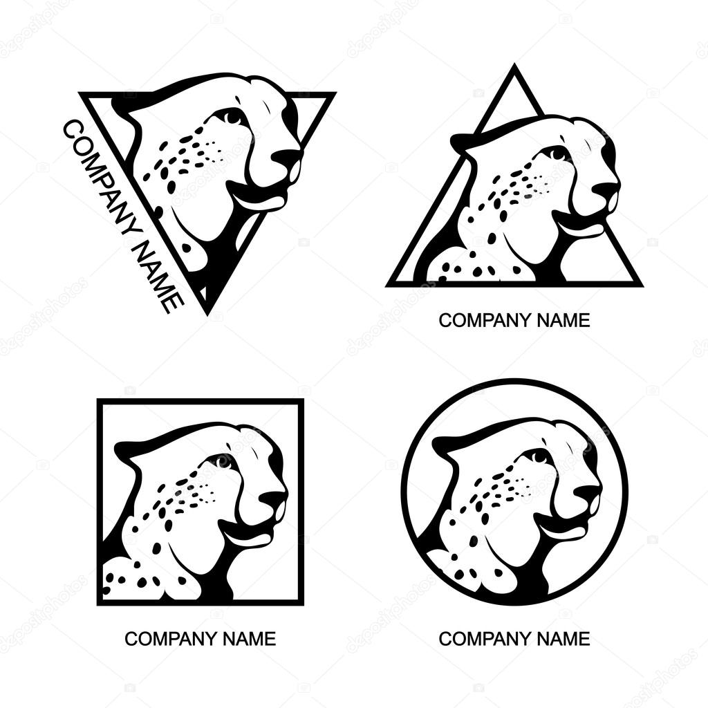 Set of Cheetah logos on white background. Vector illustration
