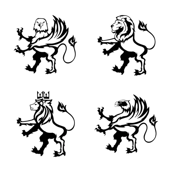 Heraldiken griffin och lion logotyp — Stock vektor