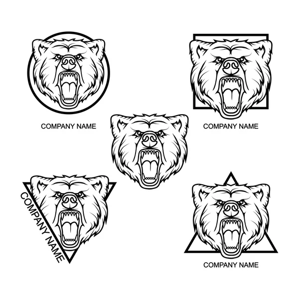 熊のロゴのセット — ストックベクタ