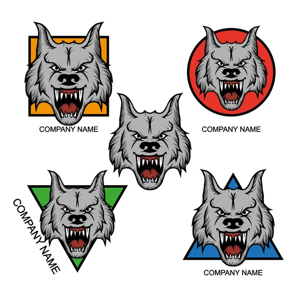 Conjunto de logotipo Wolf — Vetor de Stock