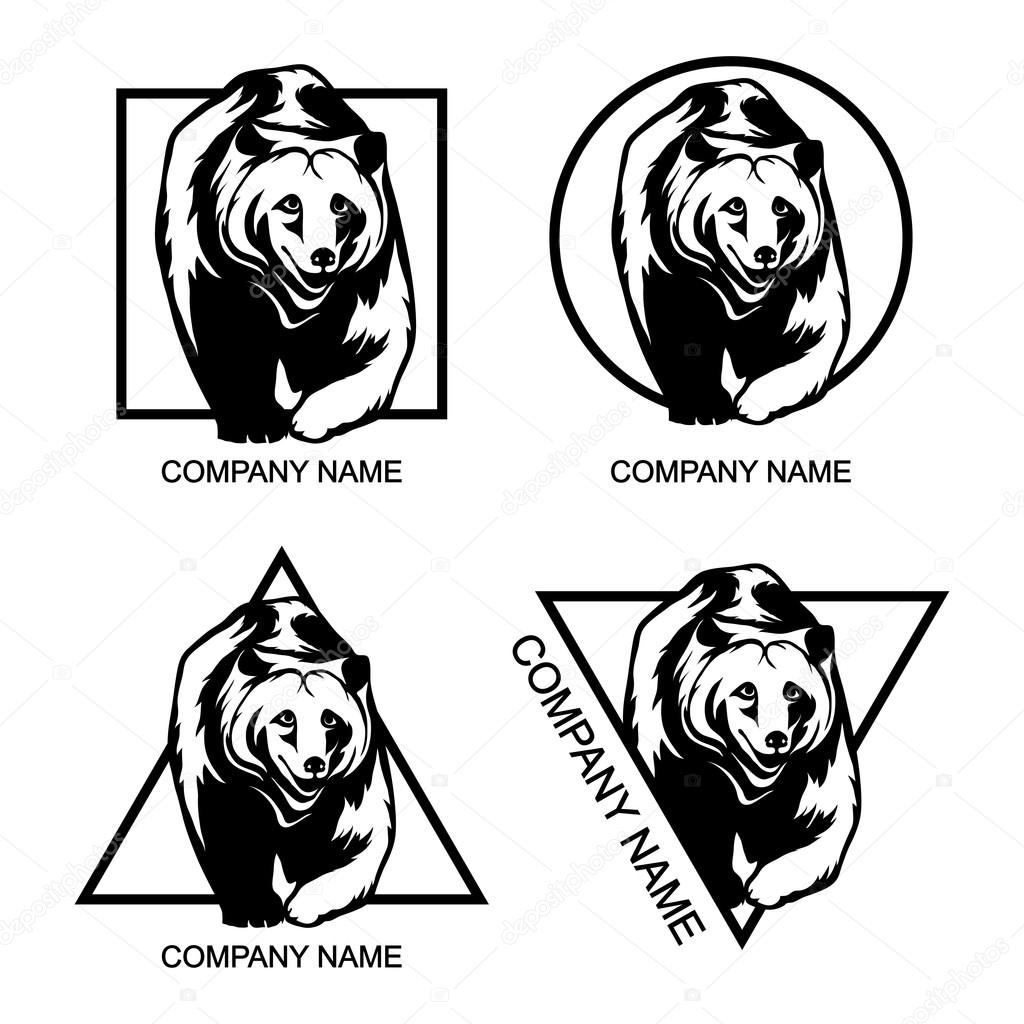 Set of bear  logo or Corporate identity template