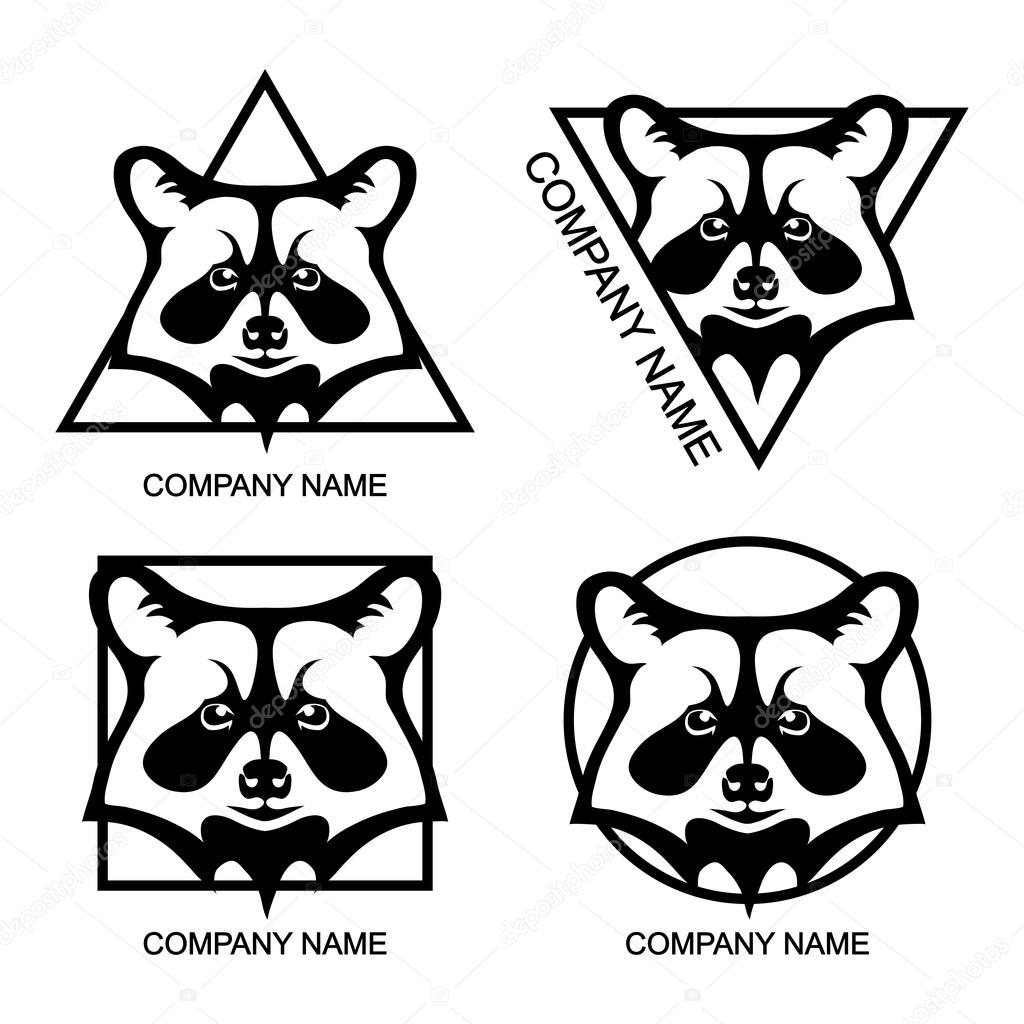 Set of raccoon logo or Corporate identity template