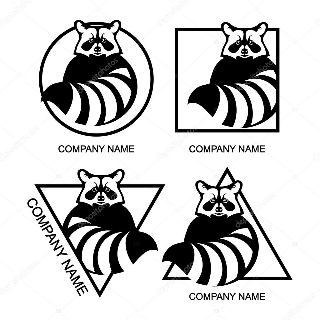 Set of raccoon logo or Corporate identity template