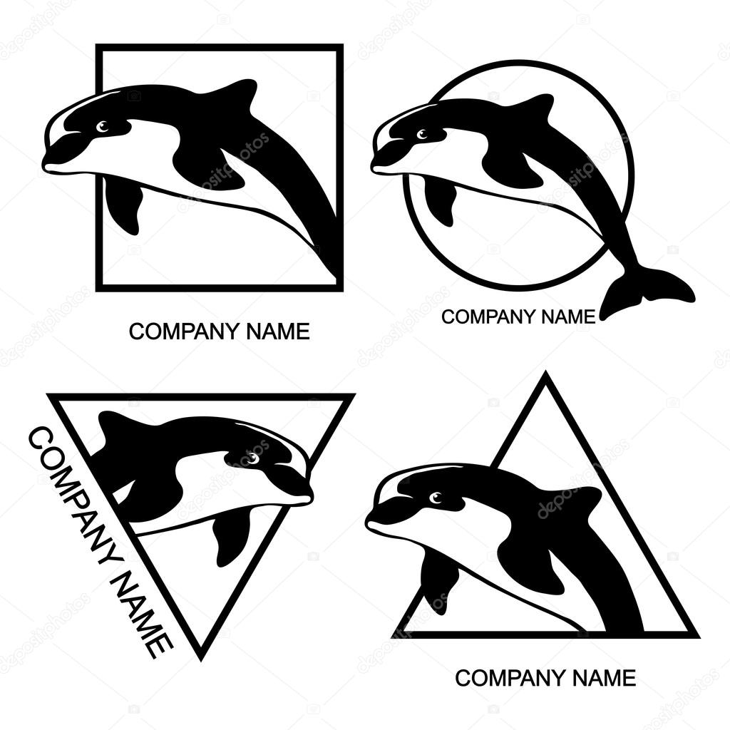 Set of dolphin logo or Corporate identity template
