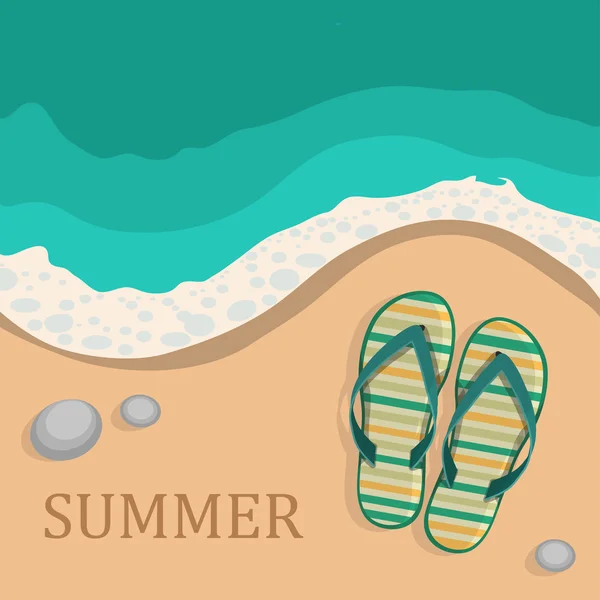 Pantofle na písečné pláži — Stockový vektor